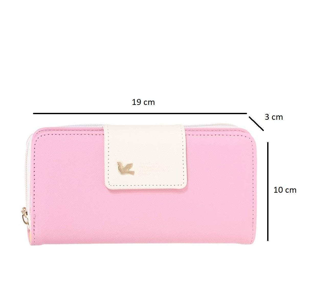 Syga Pink Leather Women's Clutch Cum Card Holder (HandClutch_Pink)