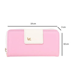 Syga Pink Leather Women's Clutch Cum Card Holder (HandClutch_Pink)