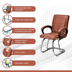 RATISON Special Director Principal Manager Office Visitor with arm Rest with Double Pipe Frame and Cushioned seat Back (2, Black, Double Pipe Frame)