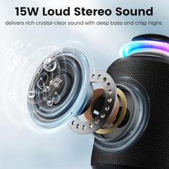 Deeyaple Portable Bluetooth Speaker, IP67 Waterproof Mini Bluetooth Speaker Wireless V5.3 with Stereo Sound,All Day,TWS Pairing,LED Light,Gift for him/her (Red)