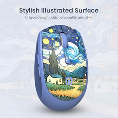 Portronics Toad III Plus Rechargeable Bluetooth Mouse with Bluetooth & 2.4 GHz Wireless Connectivity, Stylish Illustrated Design, 6 Buttons, Soft Silicone Grip for Laptop, PC, Mac (White)