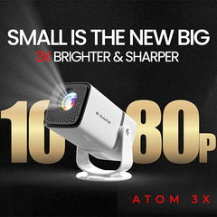 E GATE Atom 3X Projector 4k Ultra HD, Automatic Keystone & Precise Focus, 1080p Native | Rotatable Design | Android 14, Netflix Prime 11,000 Lumens, HDMI-ARC WiFi-6 BT, for Home use Egate