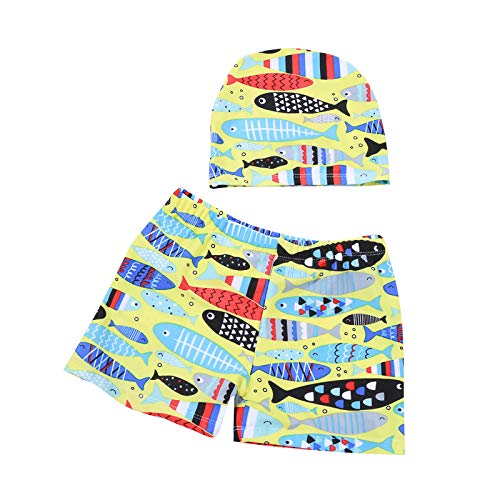 SYGA Children's Swimming Trunks with Swimming Cap Custom Outdoor Boy Swimming Shorts Student Swimming Pants, Large Multicolour