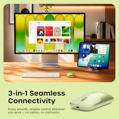 SATECHI Slim EX Wireless Mouse, Bluetooth & 2.4 GHz, Quiet Clicks, Silver