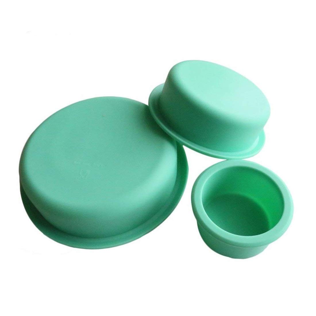 Syga 3 Piece Nonstick Round Silicone Cake Pop Baking Molds Set for Cake/Pies/Bread/Ice Cream Kitchen Craft Tool_Cyan