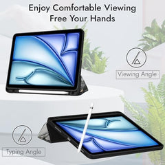 Robustrion Case Cover for iPad Air 11 inch Cover M4 / M3 / M2 / iPad Air 5th Generation Cover/iPad Air 4th Generation with [Pencil Holder] for iPad Air 11 inch M4 M3 M2 /Air 4 5 10.9" - Black