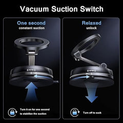 (1 Year Warranty) 360° N52 Strong Magnetic Vacuum Phone Holder, Strong Suction Mobile Mount for Car Dashboard, Windshield, Mirror & Smooth Surfaces, Hands-Free Universal Smartphone Holder - Black