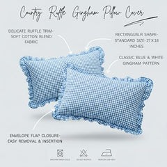 Sleepy Threads Pink Pillow Covers - Set of 2 | 27 x 18 Inch | Rectangular Checkered 220 TC Pillow Cases | Soft & Breathable with Envelope Closure | Throw Pillow Case for Sofa, Living Room, Bedroom