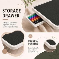 StarAndDaisy T9 Foldable Bed Table for Laptop & Study, 4-Level Adjustable Angled Tabletop, Large Desktop Surface with Anti-Slip Stopper, Tablet & Phone Slot, Storage Drawer, Stable Legs, PP & TPE