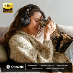 OneOdio Wireless Bluetooth Headphone, Minimum Latency for Gaming, DJ Mixing (Clear)