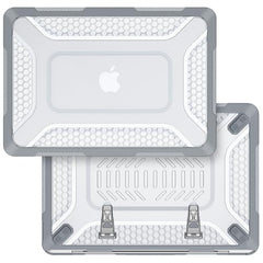 ProElite Transparent Case for MacBook Neo 13 inch 2026 Model Touch ID, Heavy Duty Honeycomb Hard Shell with Slim TPU Bumper and Fold Kickstand, Dark Blue