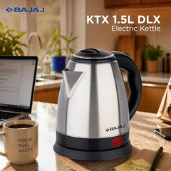 Bajaj KTX 1.8 Litre DLX Electric Kettle | 1350 Watts Kettle with Stainless Steel Body | Cordless Operation | Auto Shut-off Mechanism | 2-Yr Warranty 【Black】