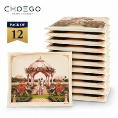 Choego New Season Wedding Print Saree Cover Pack of 12 | Zip closure, Doli Print Reusable storage bags, Ideal for bridal designer sarees, Wardrobe organizer, One side transparent