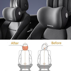 CRENTILA Car Neck and Back Cushion Memory Foam Lumbar Support Pillow for Office Chair and Car Seat, Comfortable Ergonomic Design for Neck and Back Rest, Black
