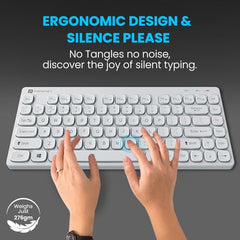 Portronics Bubble Multimedia Wireless Keyboard 2.4 GHz & Bluetooth 5.0 Connectivity, Noiseless Experience, Compact Size for iOS iPad Air, Pro, Mini, Android, Windows Tablets PC Smartphone(Black)