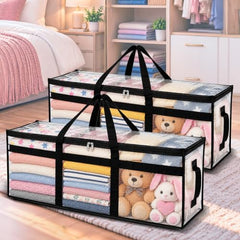 Storite Jumbo Super-Size 81 L Canvas Moisture Proof Heavy Duty Storage Bag | for Toys/Stationery/Blankets/Clothes/Moving Bags MultiPurpose With Strong Reinforced Handles Rectangular Cream (87x26x36 cm)