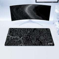 White Topographical XXL Gaming Deskmat 900x450mm – Extended Mousepad for PC