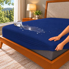 GADDA CO 100% Waterproof Premium Cotton Feel Mattress Protector King Size 78x72 Inch|Ultra Soft Breathable & Fitted Bed Protector Terry Cover Double Bed (6.5x6 feet, Fits 10 Inches, Grey)