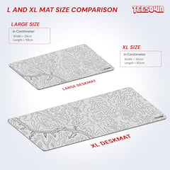 White Topographical XXL Gaming Deskmat 900x450mm – Extended Mousepad for PC