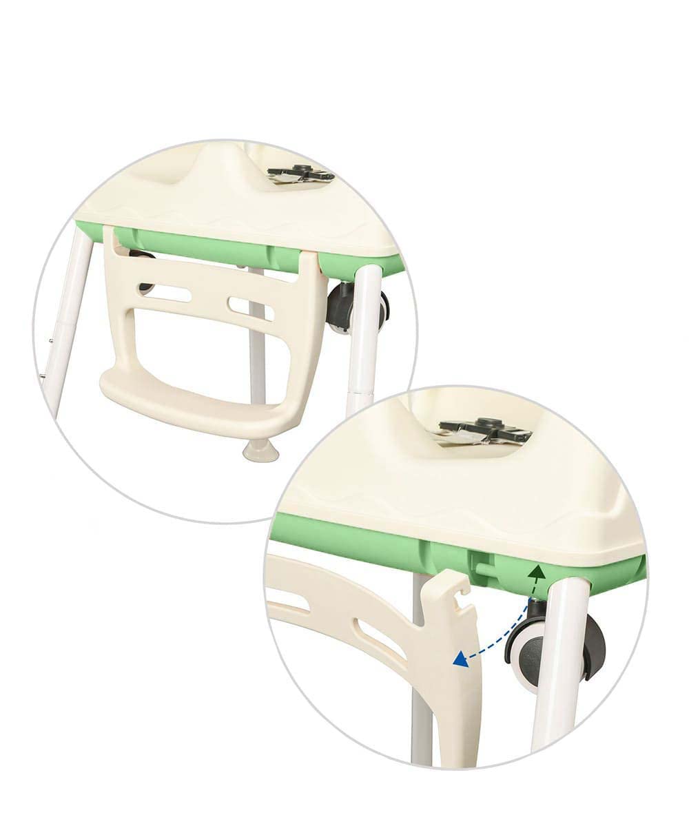 SYGA High Chair for Baby Kids,Safety Toddler Feeding Booster Seat Dining Table Chair with Wheel and Cushion(Green)