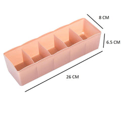 SYGA Pink 5 Grid Multi Function Desktop Storage Box Deep Desk Drawer Organizer Tray(Set of Three)