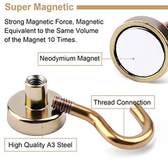 RULOKSHA Heavy Duty Magnetic Hooks, Holds Up to 13.6 kg (30 lbs), Strong Neodymium Rare Earth Magnets with Nickel Coating for Kitchen, Refrigerator, Office, Garage & Home (Silver, 3)
