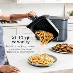 Ninja Foodi Dual Zone Air Fryer AF300IN| 7.6L Dual Drawer Air Fryer| Max Crisp 240°C| 6 Cooking Functions – Air Fry, Roast, Bake, Reheat & Dehydrate| Variable Airflow 1200–2600 RPM|PTFE/PFOA/PFASFree