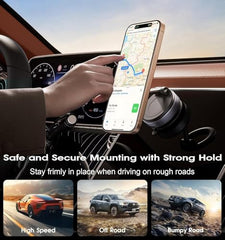 (1 Year Warranty) 360° N52 Strong Magnetic Vacuum Phone Holder, Strong Suction Mobile Mount for Car Dashboard, Windshield, Mirror & Smooth Surfaces, Hands-Free Universal Smartphone Holder - Black
