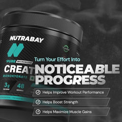 Nutrabay Pure Series Micronised Creatine Powder Monohydrate, Pre/Post Workout Bodybuilding, Crossfit Supplement, 250 g (Unflavoured)