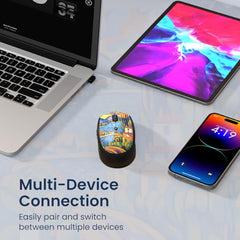 Portronics Toad III Plus Rechargeable Bluetooth Mouse with Bluetooth & 2.4 GHz Wireless Connectivity, Stylish Illustrated Design, 6 Buttons, Soft Silicone Grip for Laptop, PC, Mac (White)