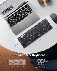 Samsers Foldable Keyboard&Mouse, Samsers Folding Bluetooth Keyboard Mouse Combo, 2.4G + BT5.0 x 2, Full-Size Portable Travel Keyboard & USB-C Rechargeable Wireless Mouse for iOS Android Windows Mac OS