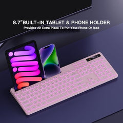 Soueto Wireless Keyboard with RGB Backlit, Phone Holder for Mac/PC, Black
