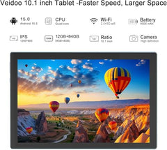 CUPEISI Android 13 Tablet 10 inch 12GB RAM+128GB ROM/1TB Expandable Tablet, Bluetooth, Wi-Fi, 2024 Newest 2 in 1 Tablets with Keyboard Case, Mouse Capacitive Pen, 2.0 Quad Core CPU