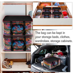 SNDIA 2 Pack 33L Transparent Clothes Storage Bags | Underbed Storage | Moisture Proof , Clothes Organizer for Lehengas, Dresses & Wardrobe Storage with Strong Zipper (RedBlack, 39x34x21cm)