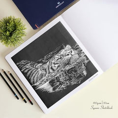 MENORAH - Artist Square Sketch Book - 180 GSM - Square Drawing Book - (100 Pages/50 Sheets) - Hard Metal Spiral Bound - (15.0 cm x 15.0 cm) - Pink