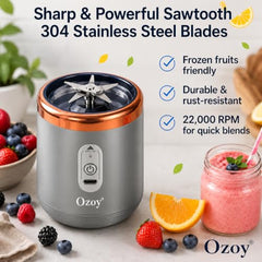 Juicer for Home ^ Lacossi Juicer Mixer Grinder with 1500mAh Battery, 6 Blades 3Gears Fast Blending, 2-Jar Capacity (400ml*2) | 40 Watts Bullet Rechargeable Portable Personal Juicer