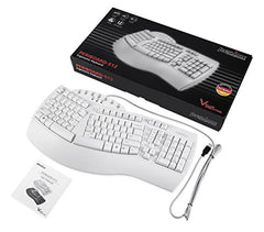 Perixx PERIBOARD-512B Ergonomic Split Keyboard – Full-Size Wired USB Keyboard with Palm Rest and 7 Multimedia Hotkeys – 3D Curve Design for RSI Relief – Black, US English