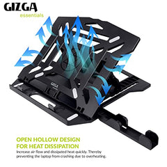 GIZGA Essentials Laptop Stand Riser for 12 to 15.6 Inch Laptop, MacBook, Tablet| Ergonomic Height/Angle Adjustable Stand with Phone Holder, Heat Dissipation, Anti-Slip Base, Portable Lightweight ABS