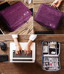 House of Quirk Electronics Accessories Organizer Bag, Universal Carry Travel Gadget Bag for Cables, Plug and More, Perfect Size Fits for Pad Phone Charger Hard Disk (Sky Blue)