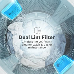 Bosch 7 kg 5 Star Fully Automatic Top Load Washing Machine,PowerWave Wash,Inbuilt Dual Lint Filter, Stainless Steel VarioDrum with 5 fin Pulsator, Water Save, Flex Drain, Dark Grey (WOE70AH0IN)