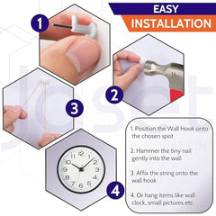 Sahmbi Innovations Wall Mounting Nails/Hooks (Regular-Small) – Multi Purpose, Non-Trace Invisible, No Drill Installation for Hanging Light Weight Photo Frames, Wall Clocks, Keys – Pack of 100 Pieces