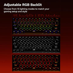 Zebronics Max Ninja 61W Mechanical Keyboard, 60% Compact Layout, Tri-Mode Rechargeable, N-Key Rollover, Linear Red Switches, 1000Hz Polling Rate, 61 Keys, Software Support, Win & Mac Support