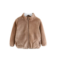 MOMISY Unisex Polyester Blend Baby Boy & Girls Sweater Jacket Front Open Cardigan (6 To 12 Months, Khaki)