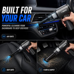 Gesto Car Vacuum Cleaner, 4-in-1 Cordless Handheld Vacuum Cleaner & Air Blower, 12000Pa Portable Mini Vacuum Cleaner for Car, Sofa & Home, 70W Brushless Motor, 4000mAh Battery - 1 Year Warranty