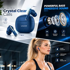 Kratos TW02 Ear Buds Wireless with 60H Playtime, Noise Isolation & Clear Calls, Bluetooth Earbuds with Voice Assistant, Ear Buds with Bluetooth V 5.3 & with Type C Fast Charging, IPX5 TWS Earphones