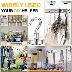 DIYMAG Magnetic Hooks 15pcs 30lbs Cruise Essentials 2026 Magnet Hook | Neodymium Heavy Duty Strong Magnets Hanging Ship Cabins Refrigerator Fridge Classroom Beach Vacation Kitchen Grills Home Tool