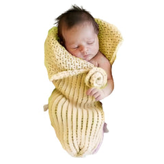 MOMISY Acrylic Wool Little Rose Bud Cocoon Baby Photography Prop Cute Babies SpiralSleeping Bag (Yellow)-0 to 3 Months