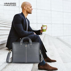 HAMMONDS FLYCATCHER Men Genuine Leather Office Bag - Laptop Bag - Padded Laptop Compartment, Fits 14 Inch Laptop - Adjustable Strap, 1 Year Warranty - Office, Travel, Daily Use - Brushwood, Brown