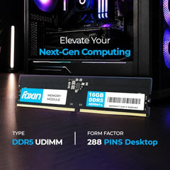 Foxin 16GB DDR5 Desktop RAM 4800MHz | UDIMM - 1.2V Low Voltage | 288-PIN Pin, 8 IC, Intel & AMD Compatible | High-Speed PC Memory Upgrade | 5 Years Warranty