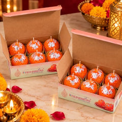 TIED RIBBONS Set of 6 Motichoor Ladoo Shaped Candles for Home, Pooja & Gifting | Wedding & Festival Décor | Candle for Gift - Diwali Decoration Items for (2-3 Hours Burning Time, Unscented)